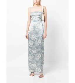 Reformation Frankie Silk Dress Blue Floral Size XS / AU 6 for rent on The Volte - image 1