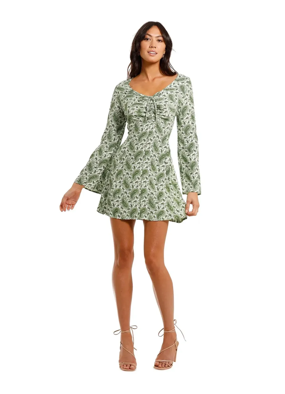 Faithfull the Brand Thomasina Dress Green Print Size 8 - Image 1