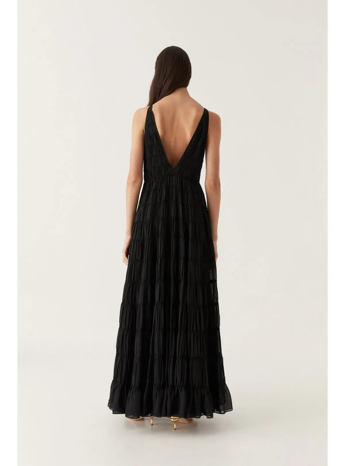 Aje Rosewood Ruched Maxi Dress in Black Size AU 12 - Image 4