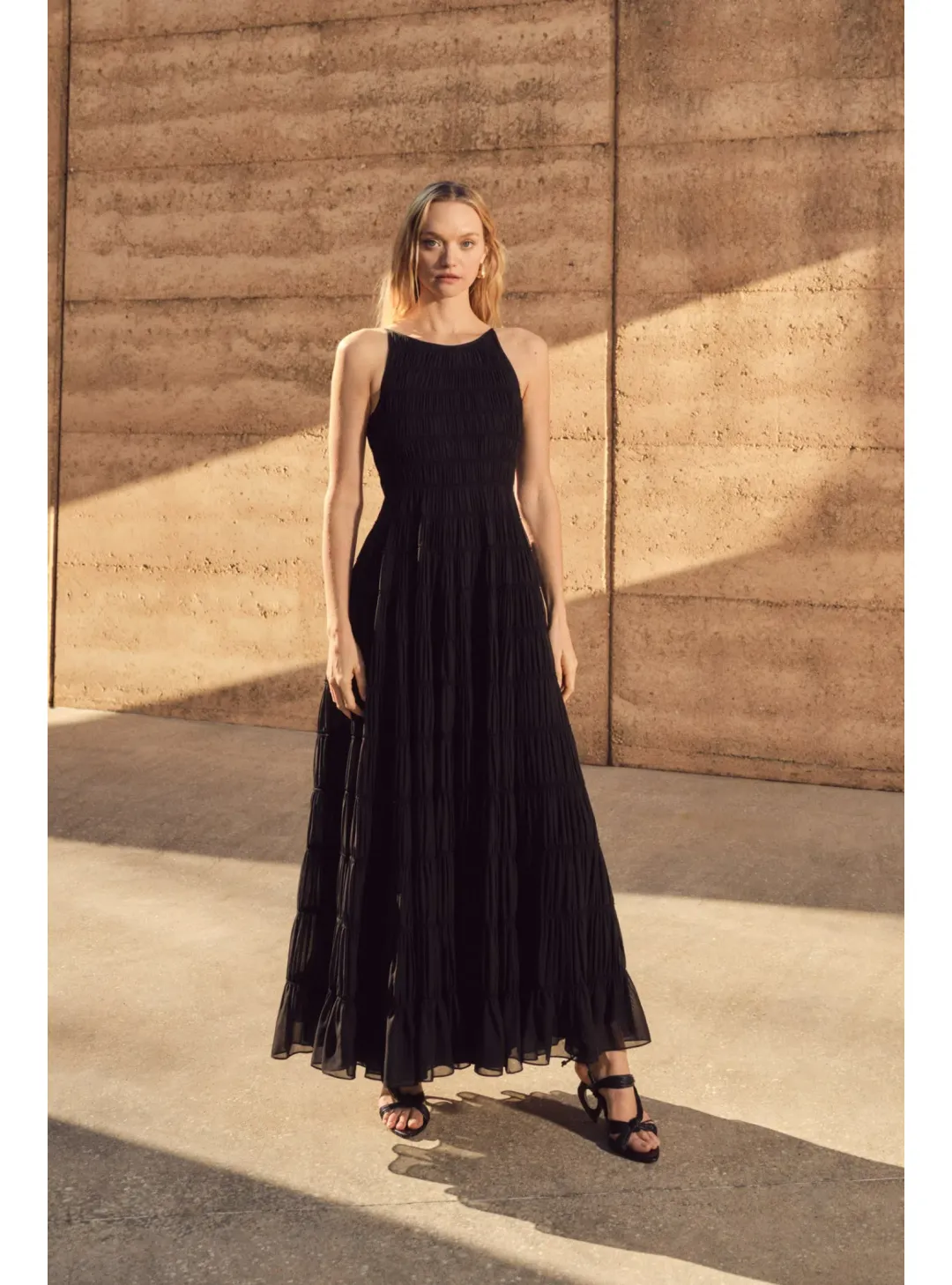Aje Rosewood Ruched Maxi Dress in Black Size AU 12 for rent on The Volte - main image