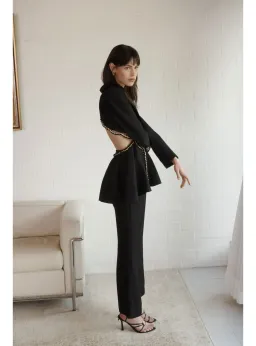 Aje Opal Backless Chainlink Jacket Black Size AU 10 for rent on The Volte - image 5