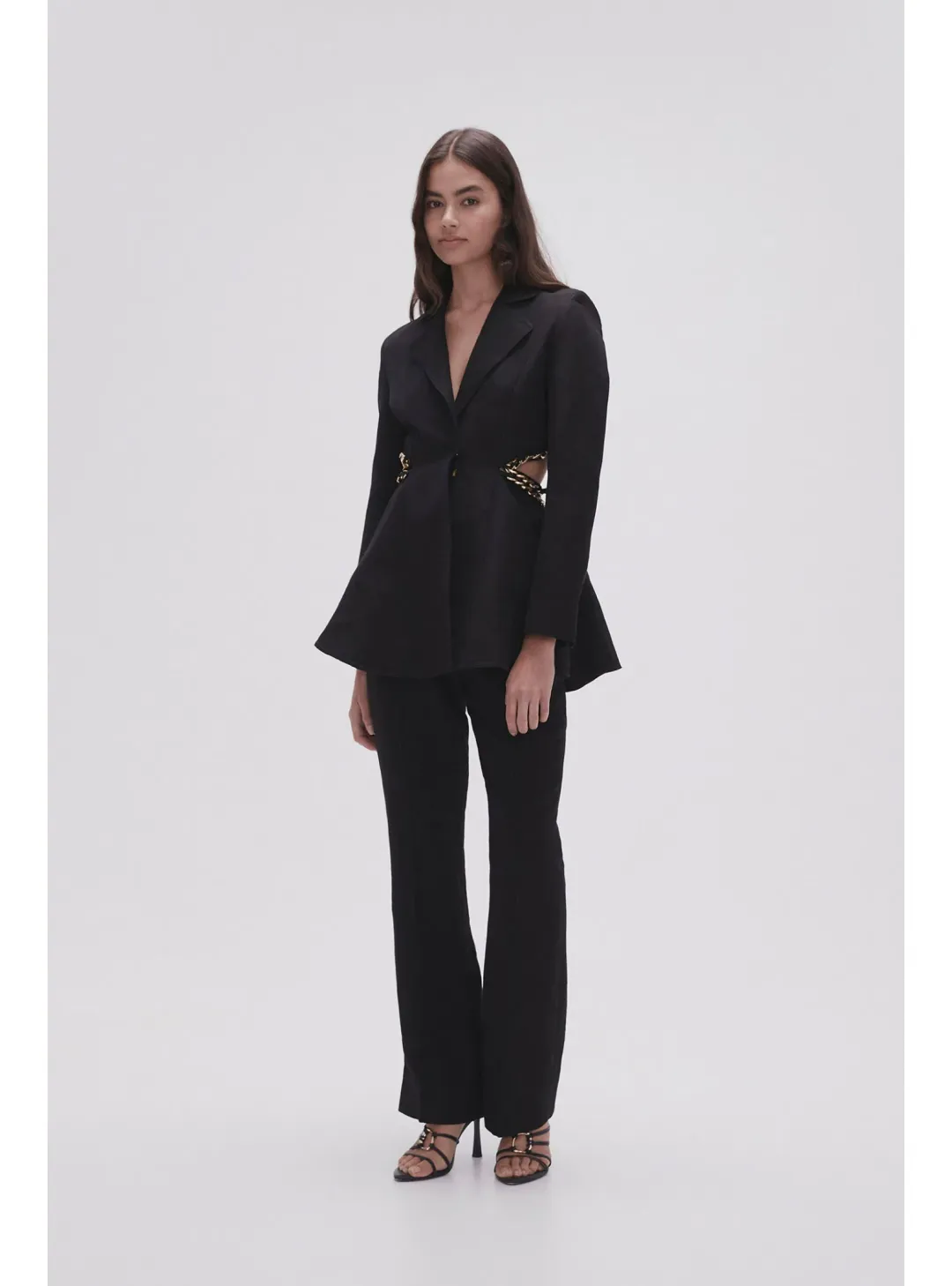 Aje Opal Backless Chainlink Jacket Black Size AU 10 for rent on The Volte - main image