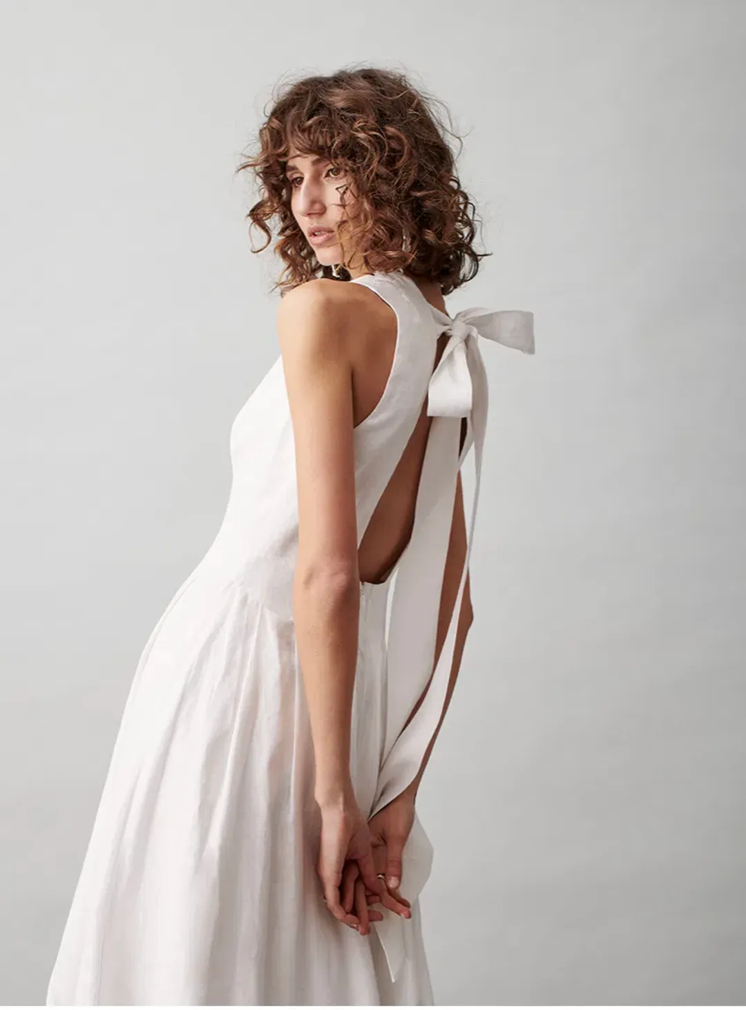 Joslin Marion Linen Maxi Sleeveless Dress White Size 8 for rent on The Volte - main image