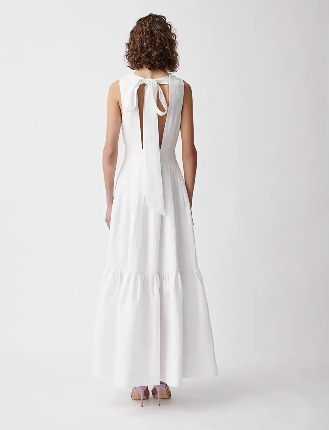 Joslin Marion Linen Maxi Sleeveless Dress White Size 8 for rent on The Volte - main image
