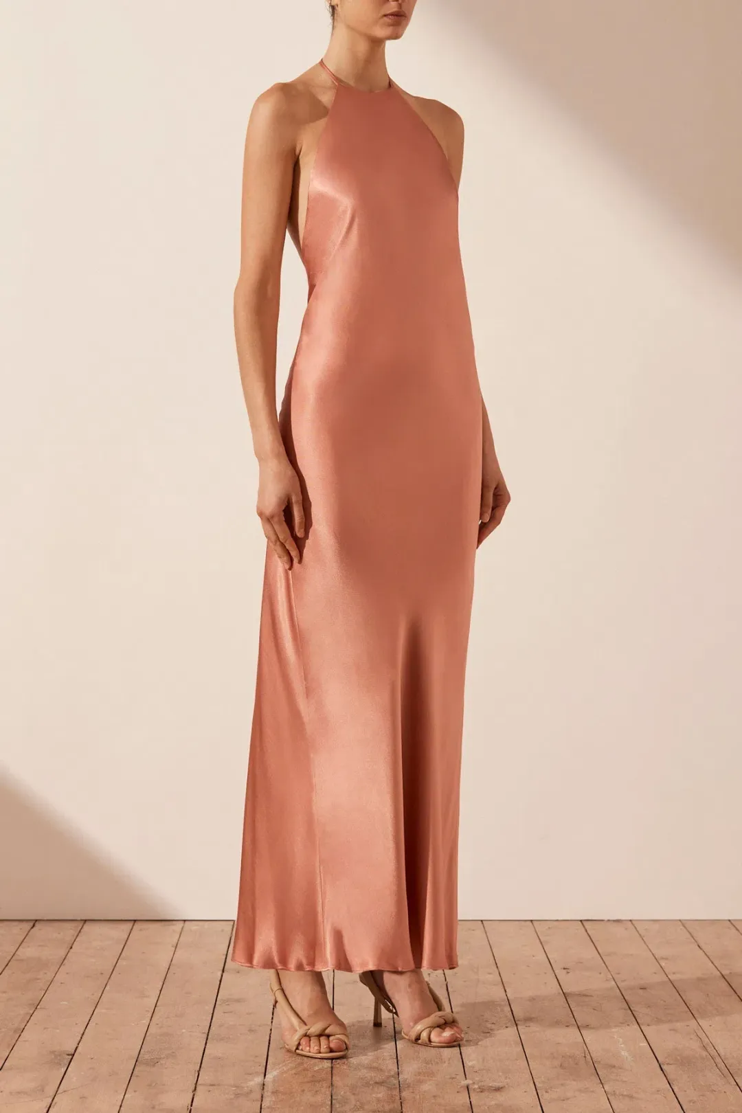 Shona Joy La lune Low Back Halter Neck Midi Dress Antique Rose Size 8 for rent on The Volte - main image