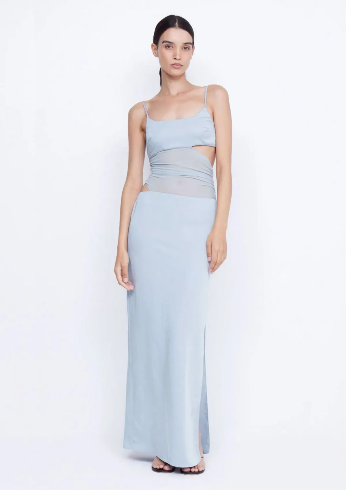 Bec & Bridge Mari Lou Asym Maxi Dress Dove Blue Size AU 6 - Image 1
