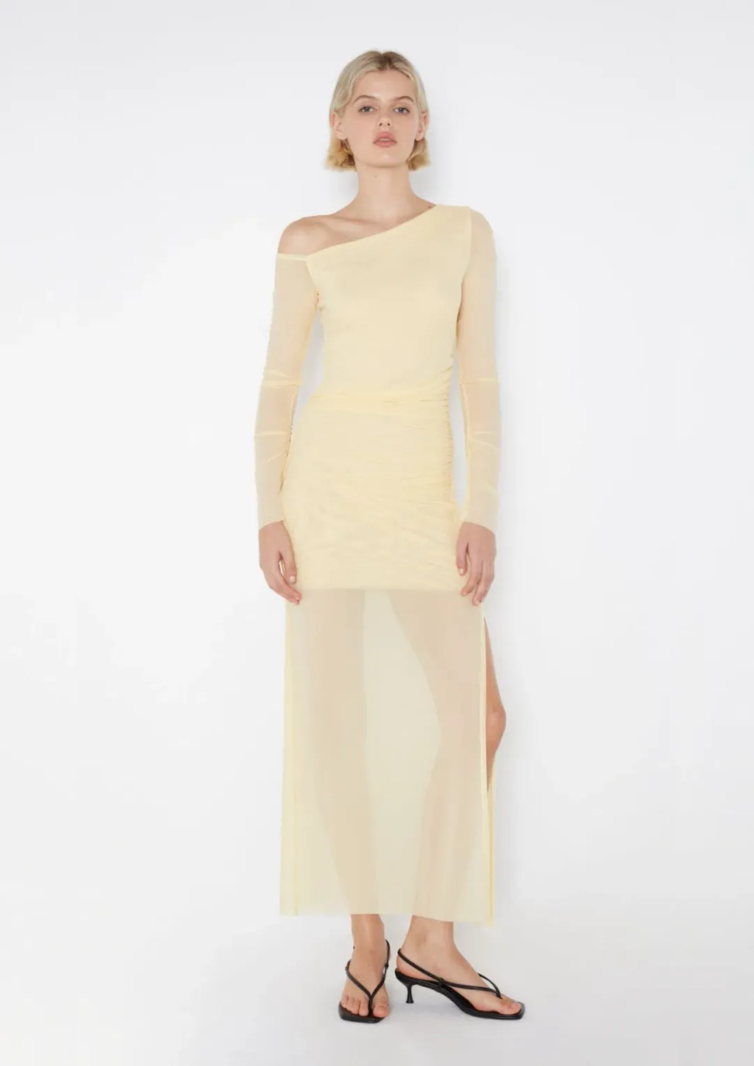 Bec & Bridge Fae Asym Long Sleeve Dress Butter Yellow Size 10 for rent on The Volte - main image