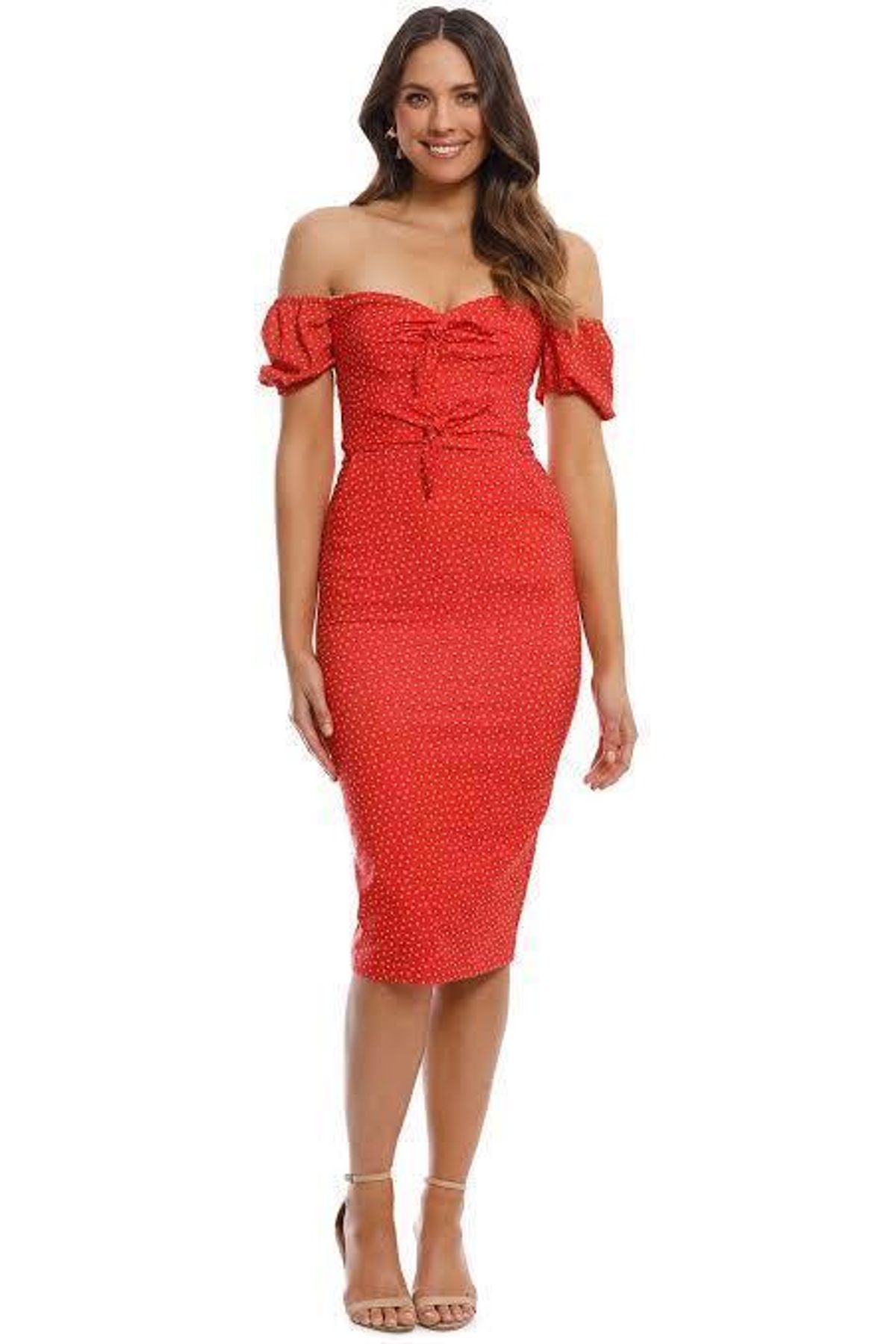 Pasduchas Arcadia Tie Midi Dress - Poppy Size 12 - Image 1