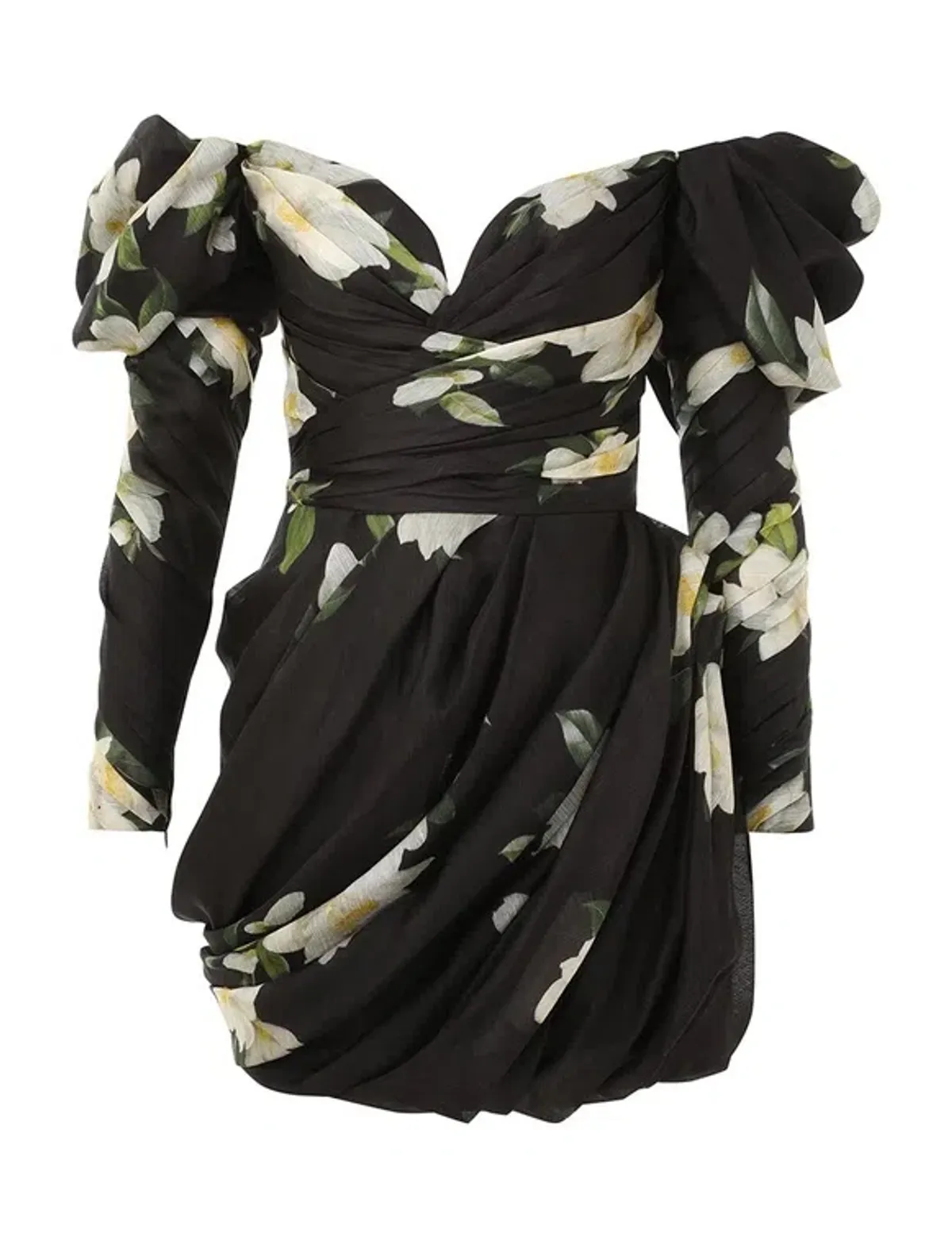 Zimmermann Harmony Drape Mini Dress in Black Magnolia Size 2 / AU 12 - Image 4