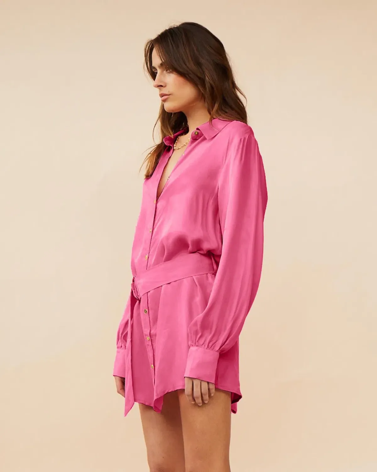 Suboo Georgia Mini Shirt Dress Pink Size M / AU 10 - Image 3