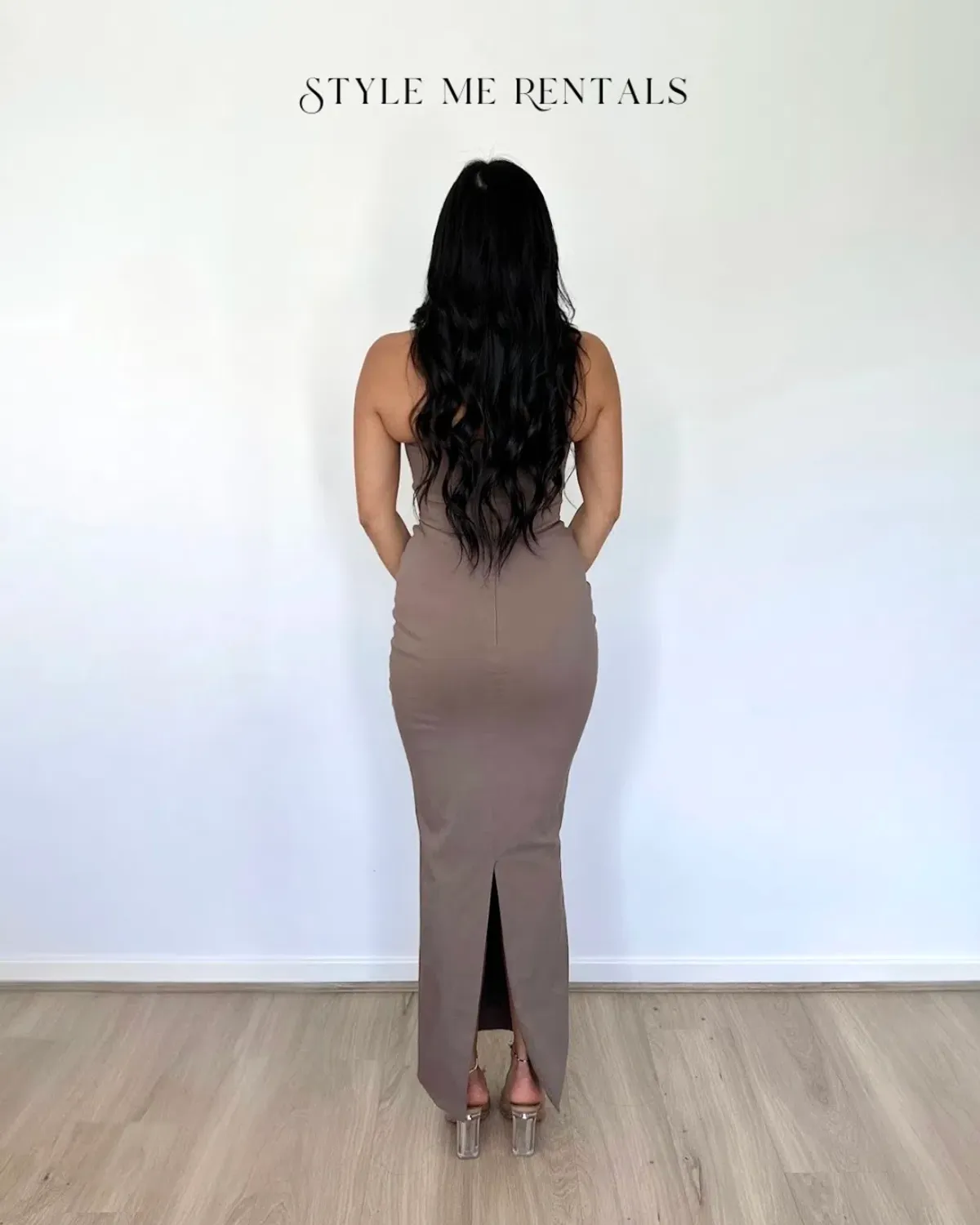 House of CB Lucia Strapless Corset Maxi Dress Taupe Size M - Image 4