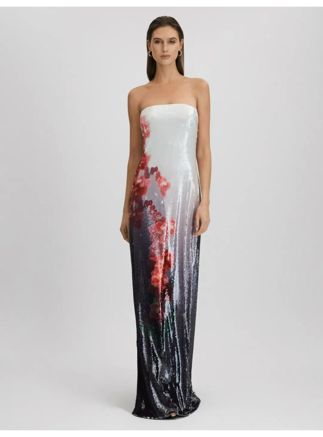 Halston Spencer Sequin Strapless Maxi Dress in Multi Size AU 8 for rent on The Volte - main image
