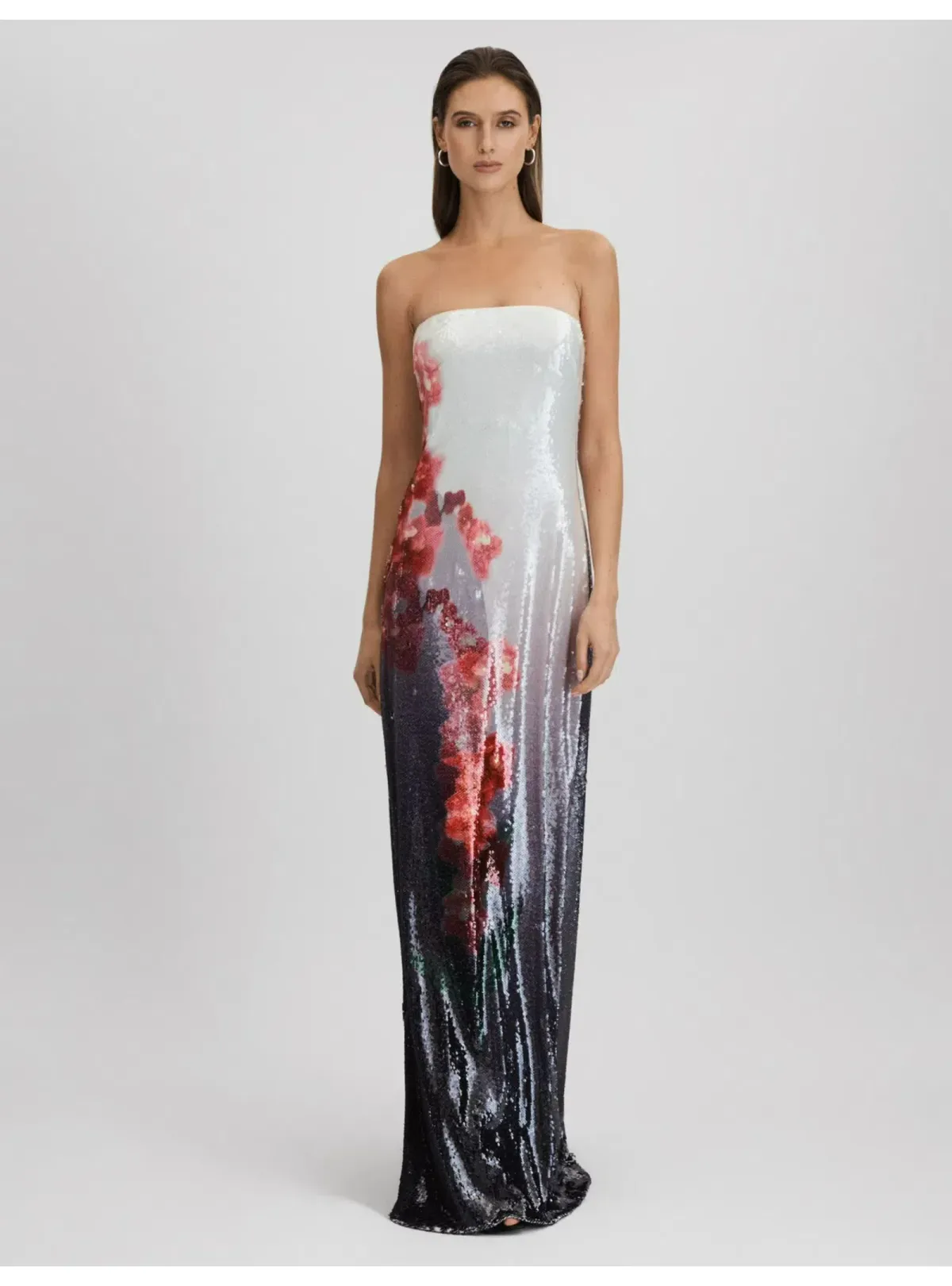 Halston Spencer Sequin Strapless Maxi Dress in Multi Size AU 8 for rent on The Volte - main image