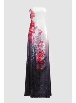 Halston Spencer Sequin Strapless Maxi Dress in Multi Size AU 8 for rent on The Volte - image 4