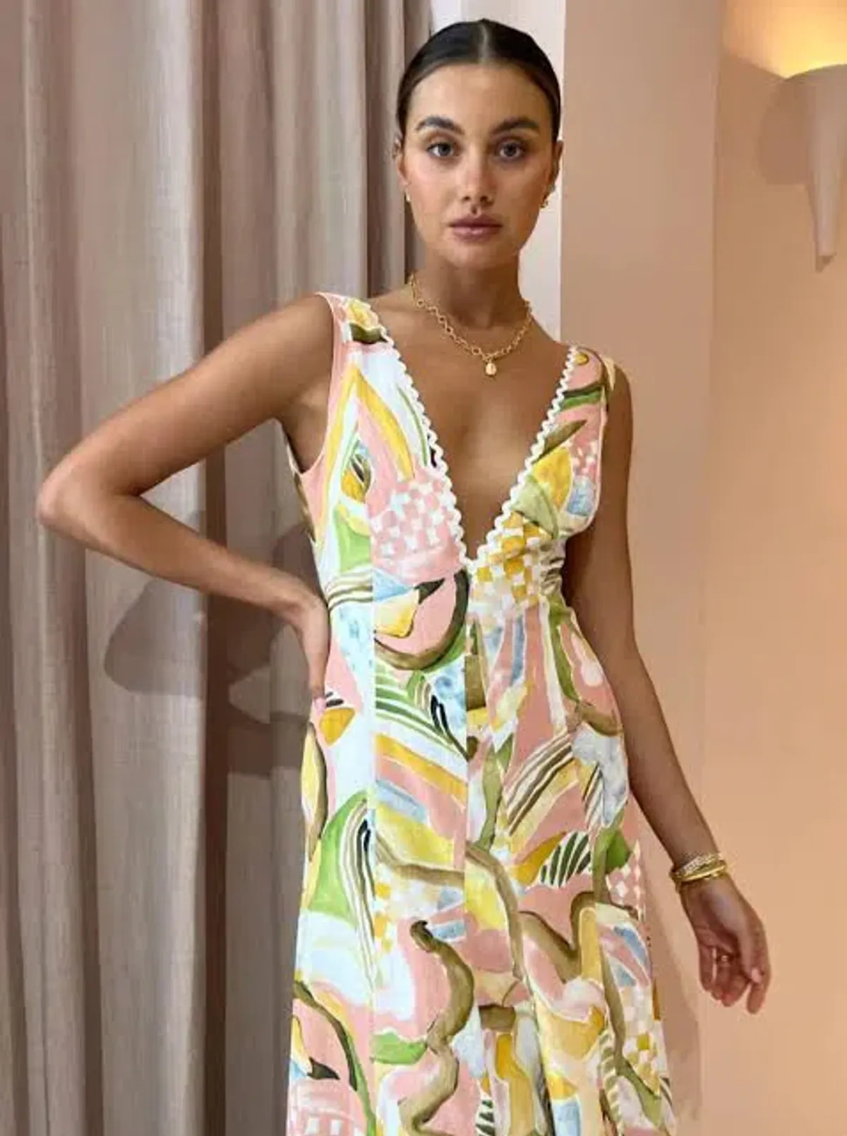 By Nicola Wavy Maxi Dress In Swirl Check SIze 10 - Image 2