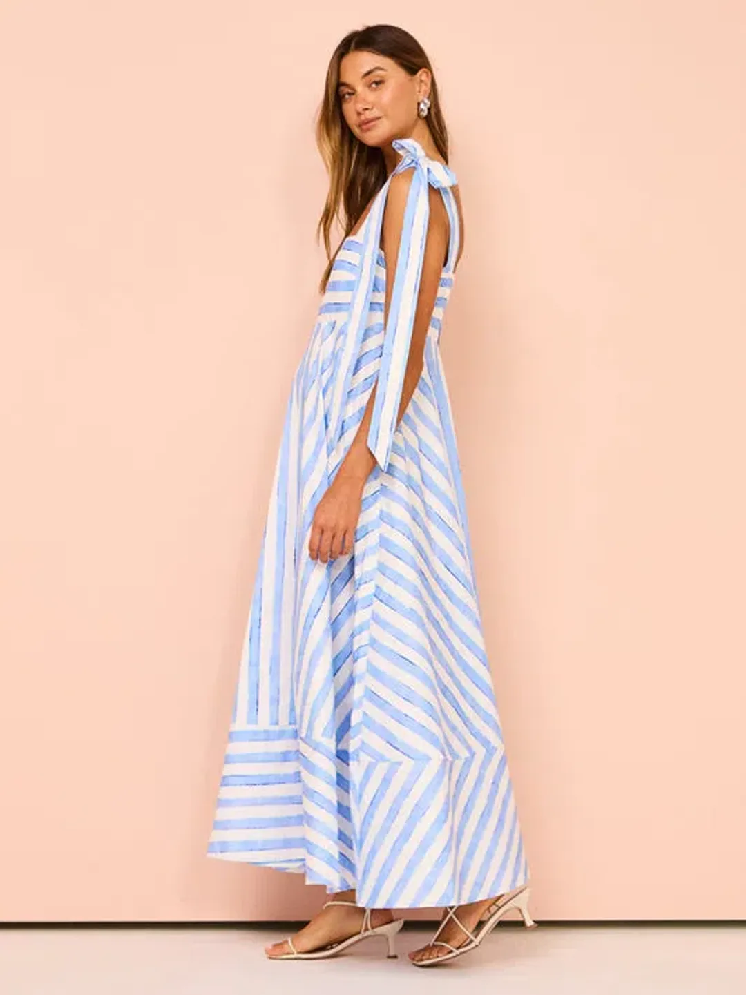 Aston Studio Pippa Dress in Lapis Stripe Size 10 for rent on The Volte - main image