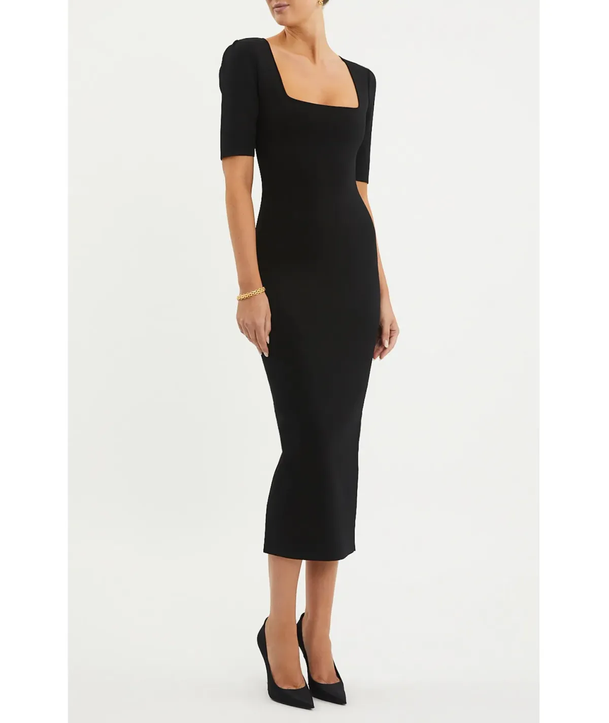 Rebecca Vallance Gaia Knit Midi Dress Black Size L/ AU 12 - Image 1