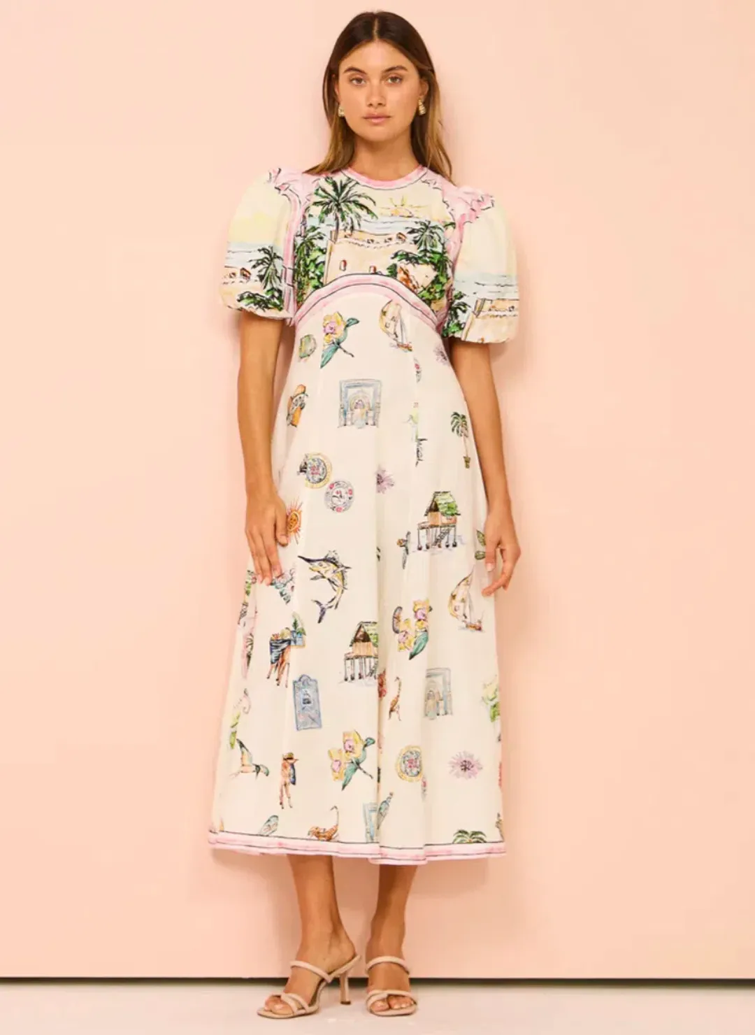Alemais Sunset Midi Dress Print Size 10 for rent on The Volte - main image