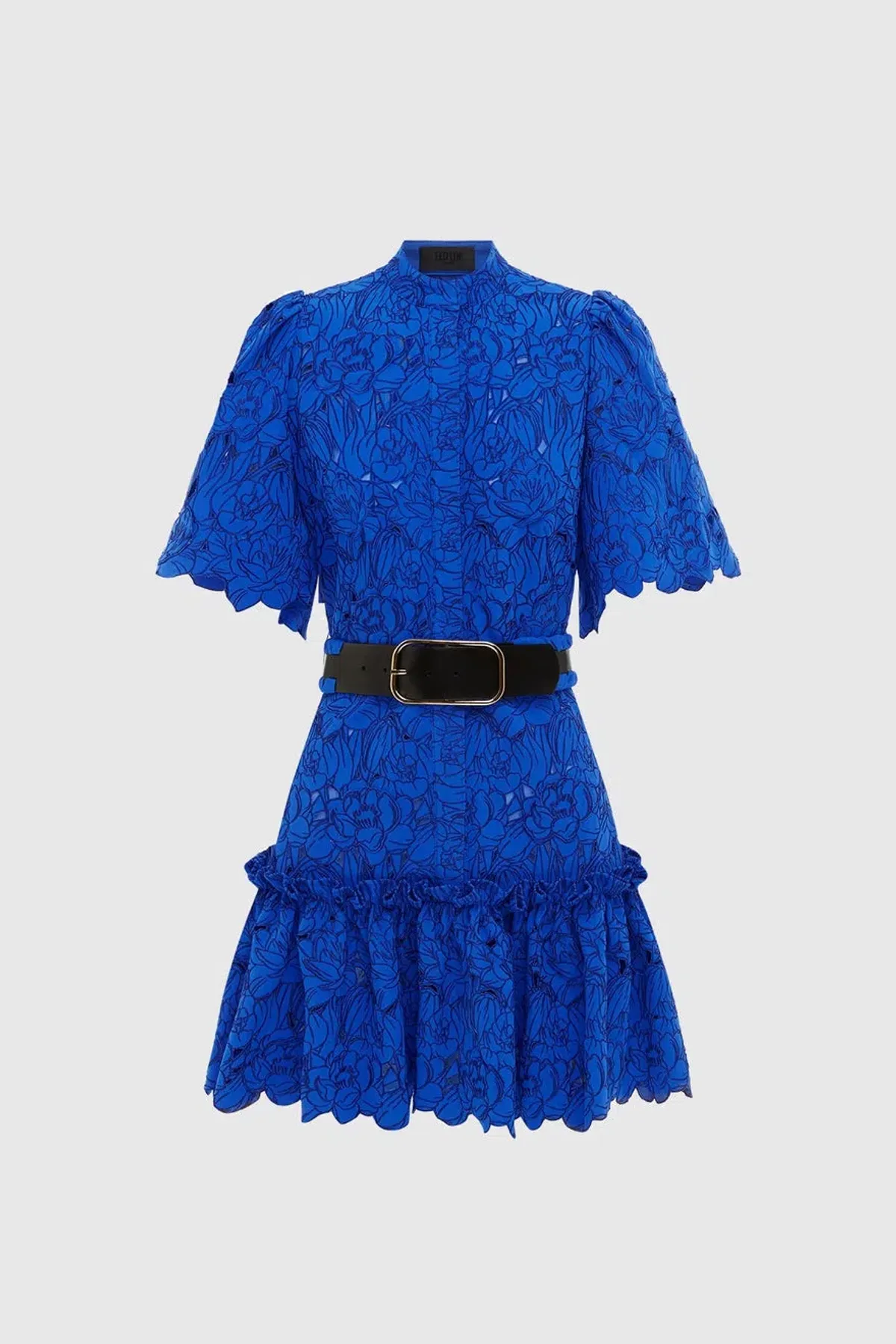 Leo Lin Alice Lace Short Sleeve Mini Dress Lapis Blue Size 10 - Image 1