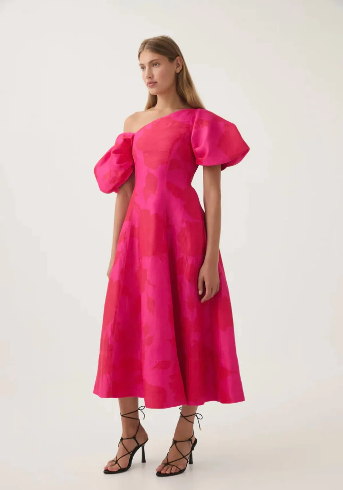AJE Arista Tulip Sleeve Midi Dress in Florescent Rose Size 16 - Image 2