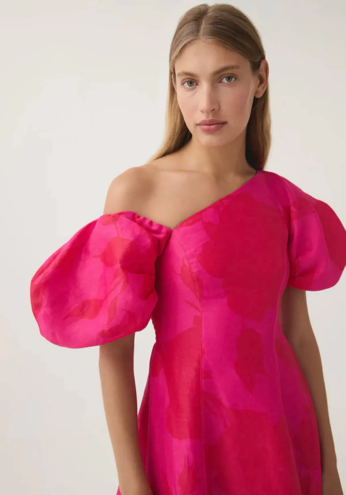 AJE Arista Tulip Sleeve Midi Dress in Florescent Rose Size 12 - Image 3
