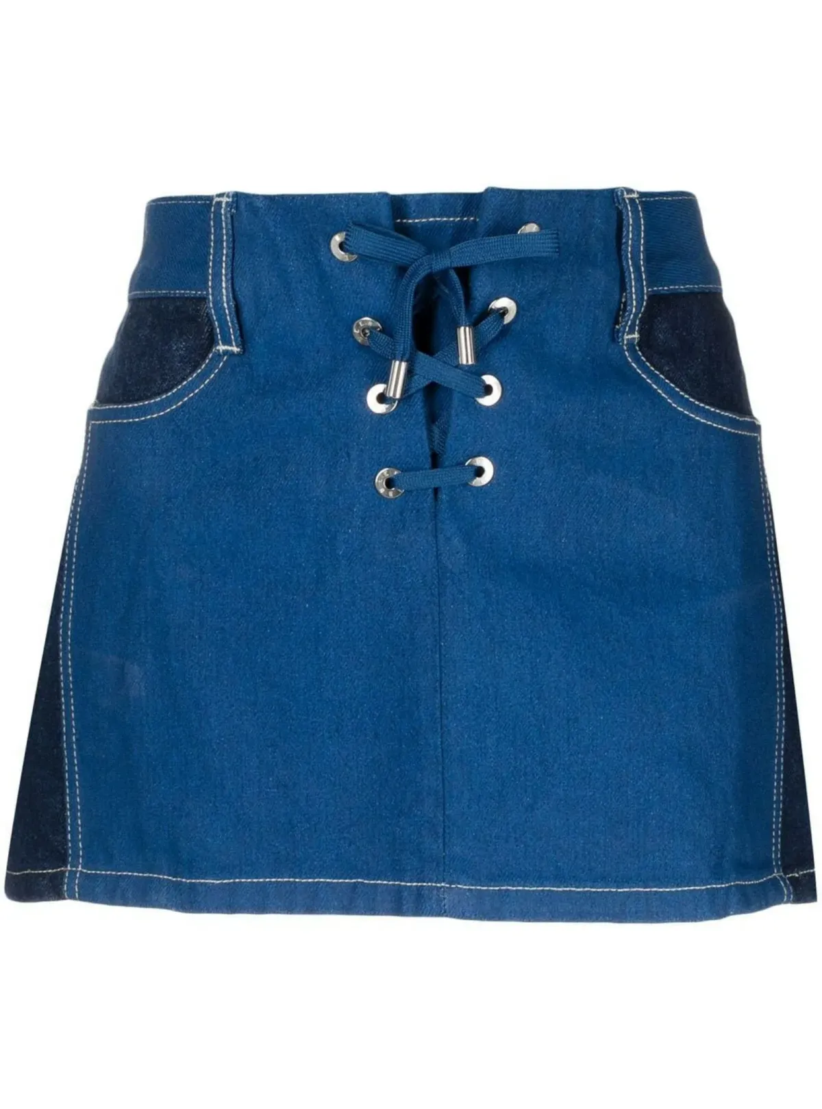 Dion Lee Lace-up Denim Mini Skirt Blue Size AU 8 - Image 4