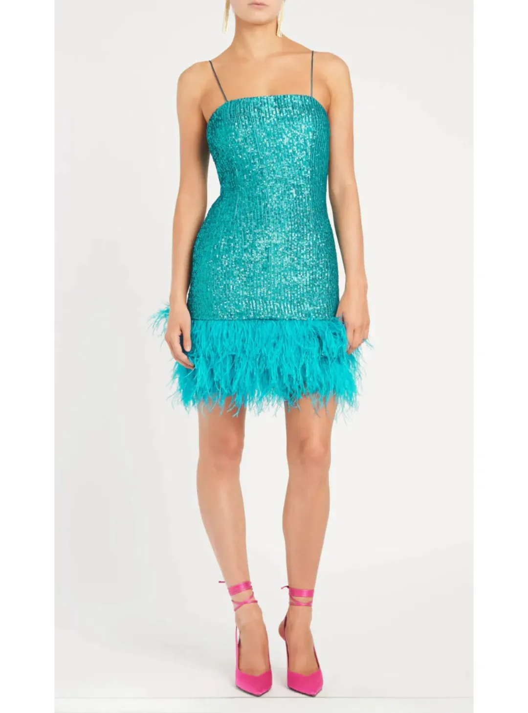 Rebecca Vallance Missing Hours Mini Dress Turquoise Size AU 14 for rent on The Volte - main image