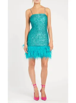 Rebecca Vallance Missing Hours Mini Dress Turquoise Size AU 14 for rent on The Volte - image 1