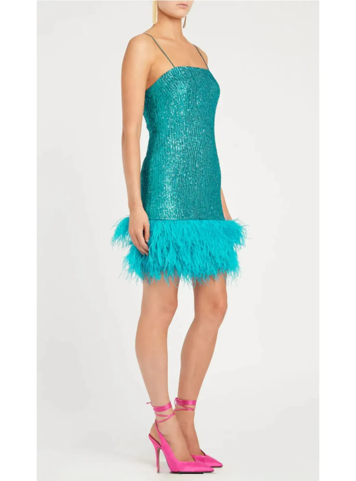 Rebecca Vallance Missing Hours Mini Dress Turquoise Size AU 14 - Image 2