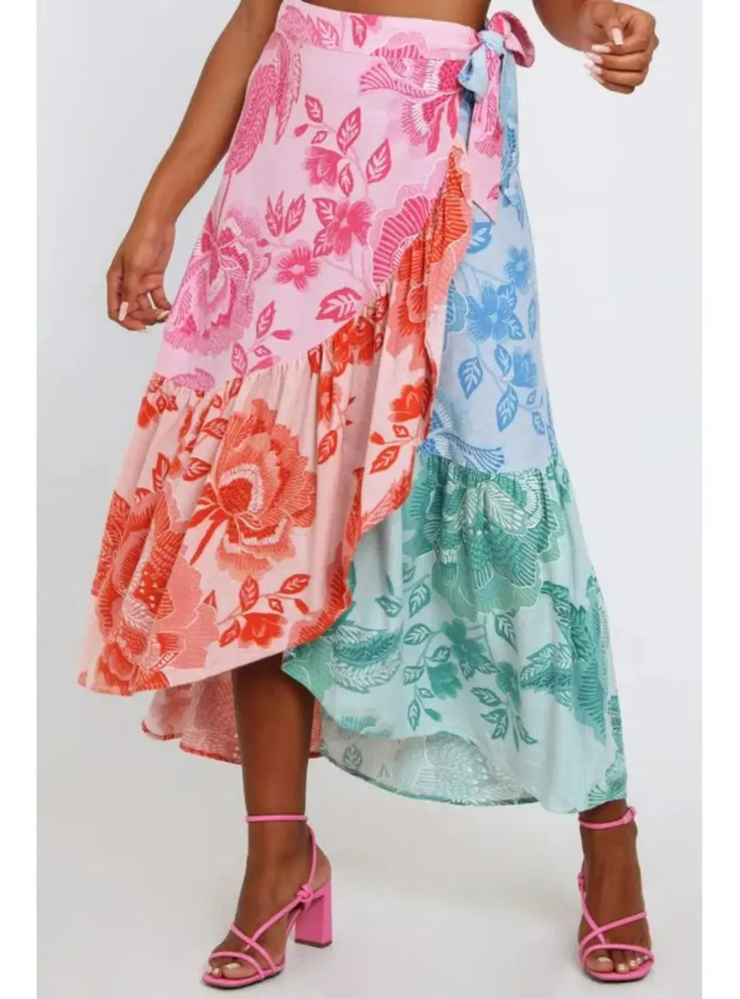 Farm Rio Flower Color Top Crop Top And Flower Colored Skirt Set Print Size S / AU 8 for rent on The Volte - main image