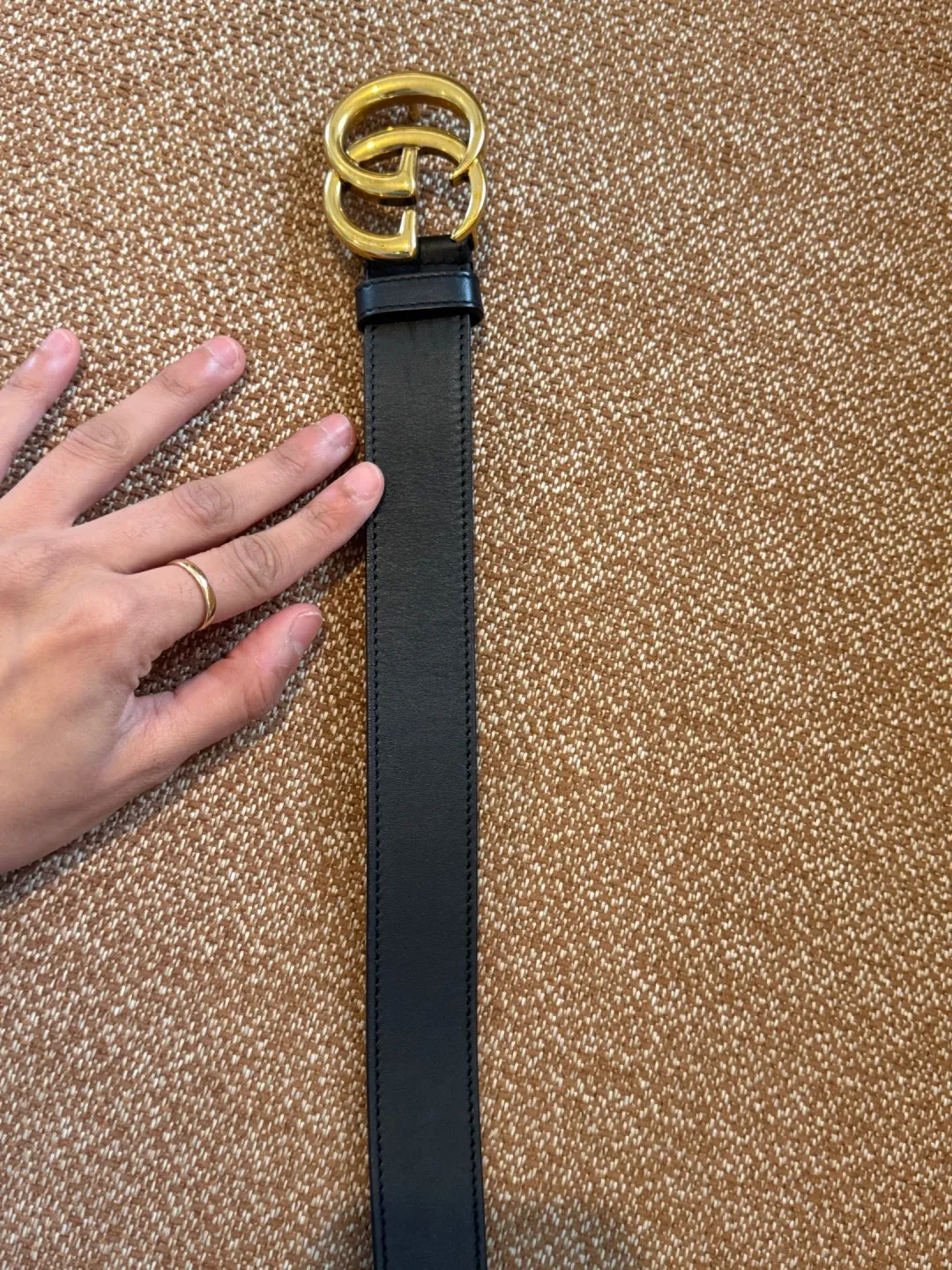 Gucci Double G Buckle Leather Belt Black Size 75 for rent on The Volte - main image