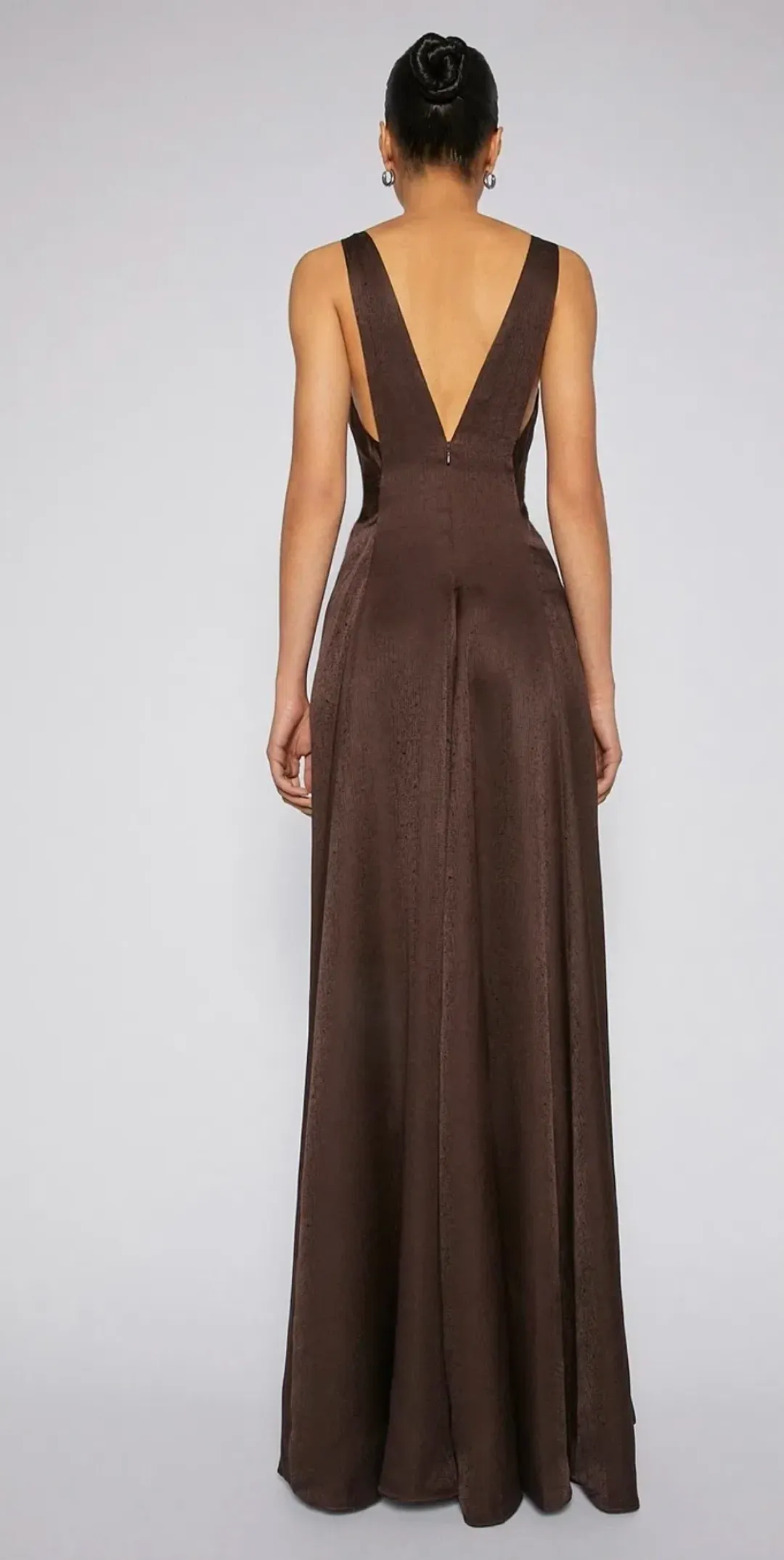 Scanlan Theodore Silk Jacquard Gown Chocolate Brown Size 10 for rent on The Volte - main image