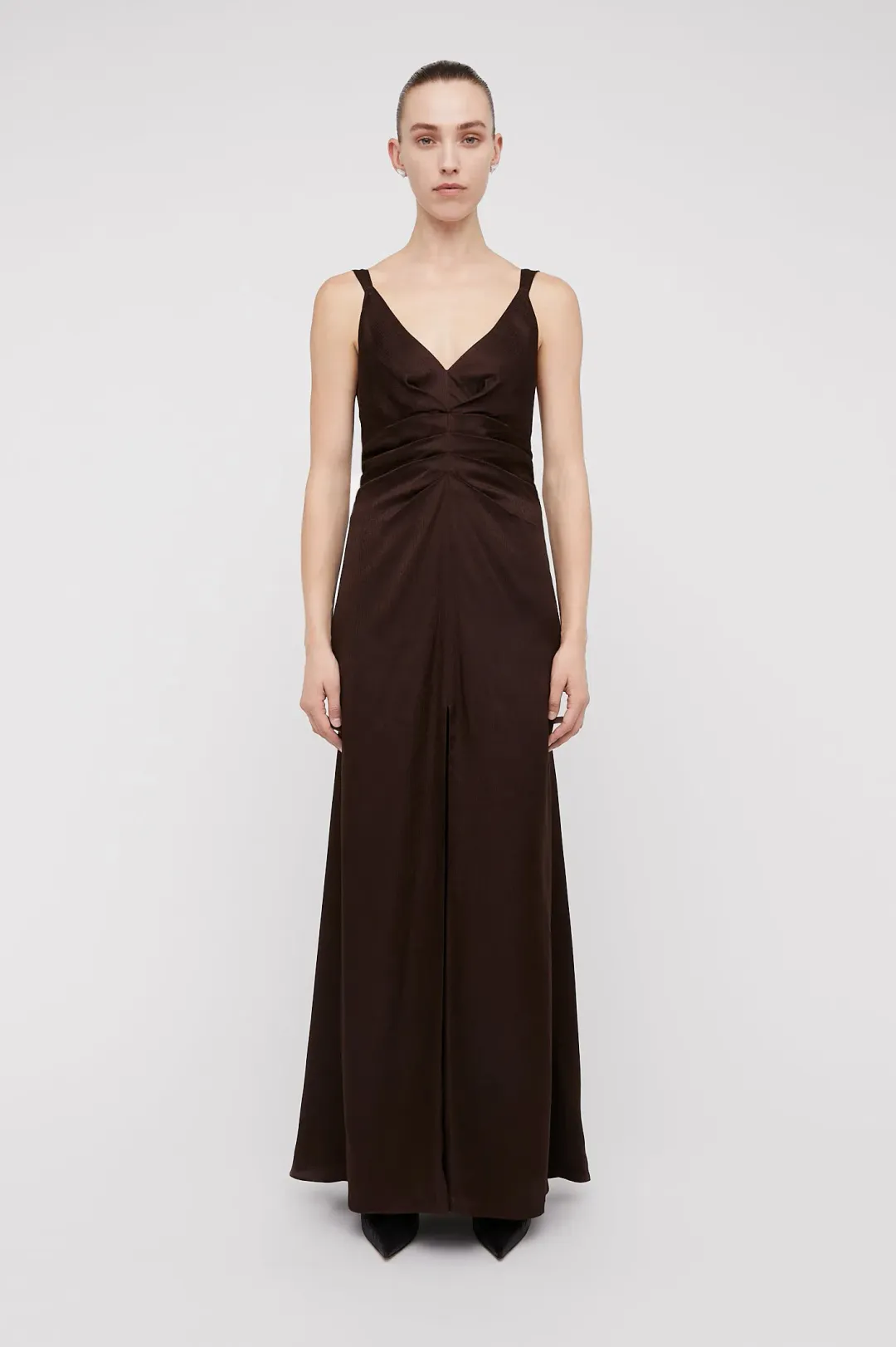 Scanlan Theodore Silk Jacquard Gown Chocolate Brown Size 10 for rent on The Volte - main image