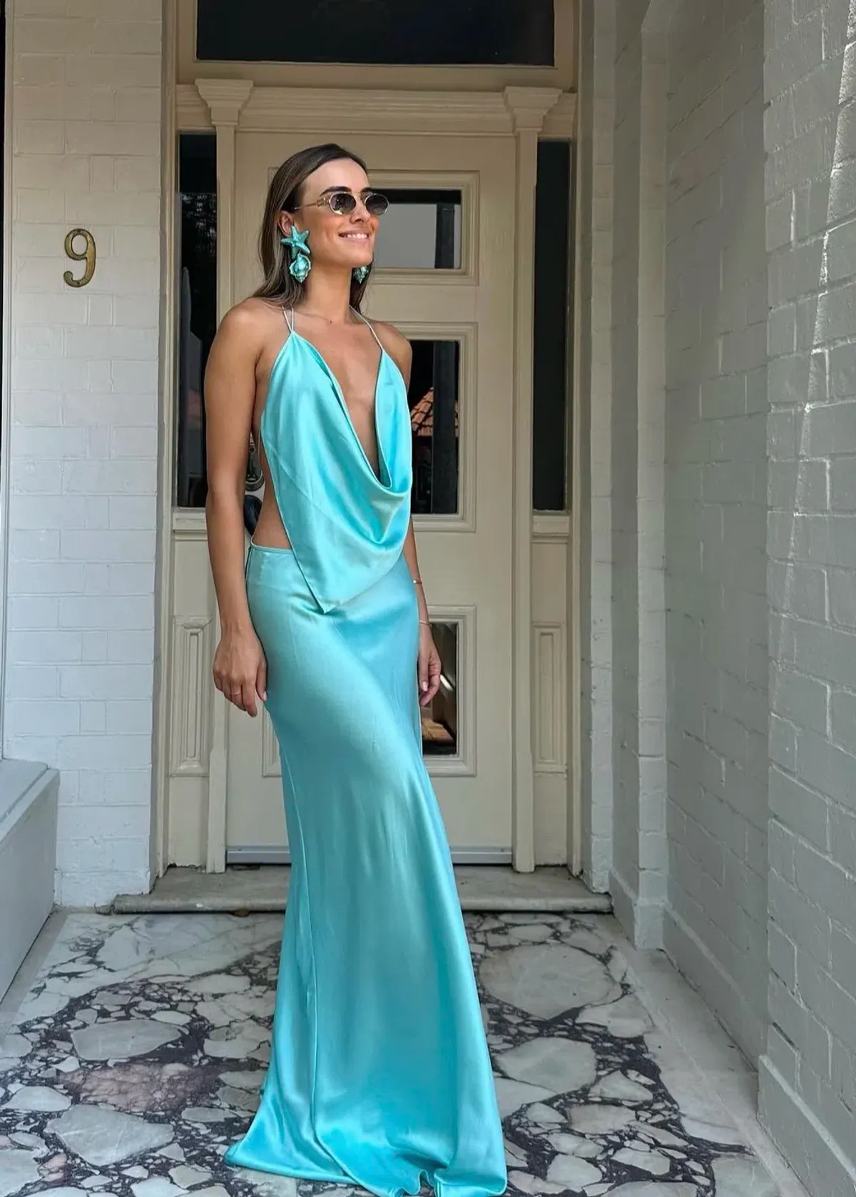 Michael Lo Sordo Iced Bias Maxi Dress Blue Size 4 - Image 2