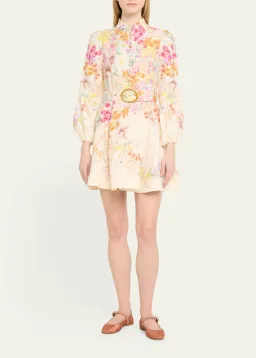 Zimmermann Natura Buttoned Mini Dress Kaleidoscope Garden Floral Size 1 / AU 10 for rent on The Volte - image 1