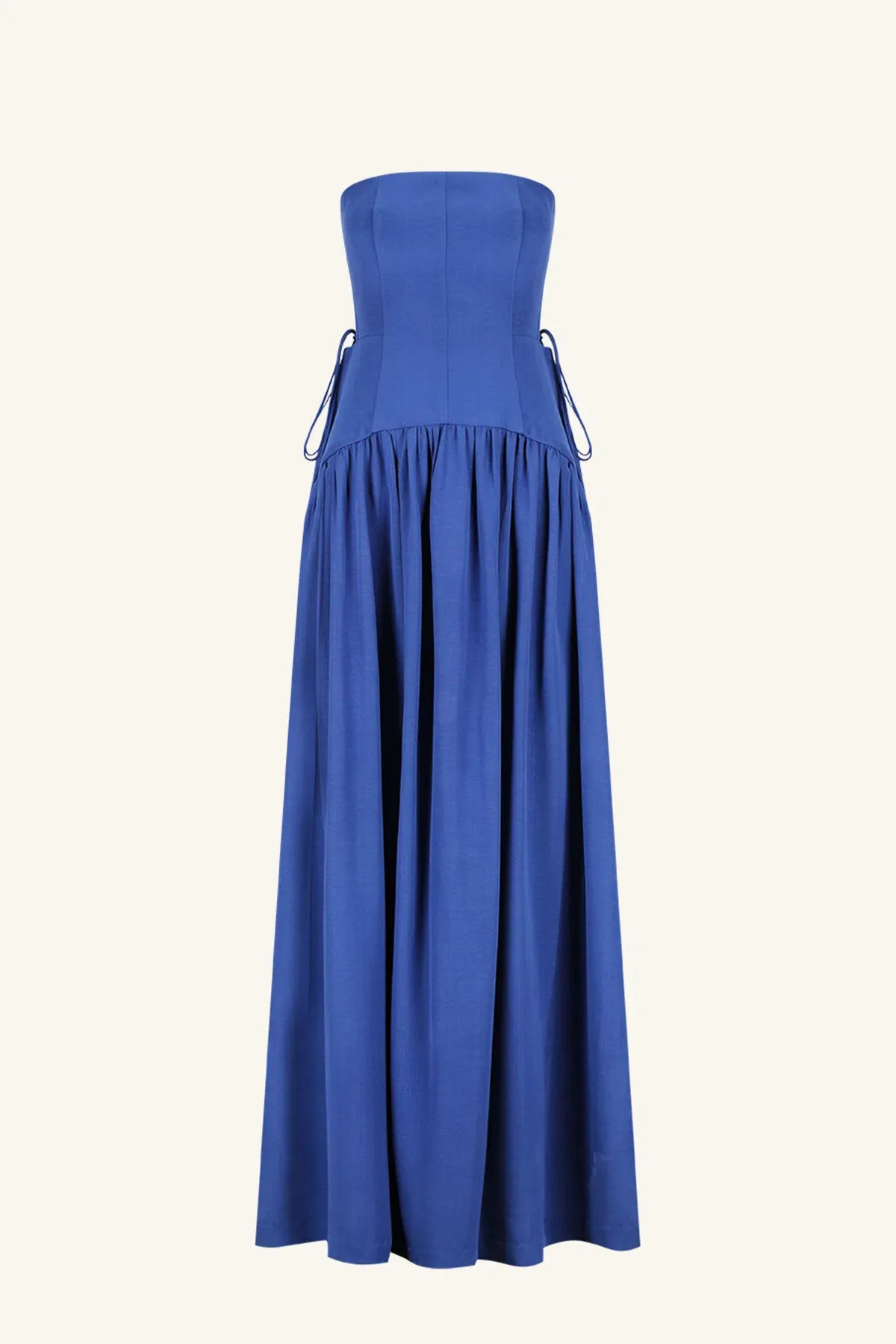 Shona Joy Vento Lace Up Strapless Maxi Dress Cobalt Blue Size 12 - Image 4
