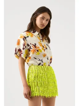 Aje Green Garni Sequin Micro Mini Skirt Green Sequin Size AU 14 for rent on The Volte - image 2
