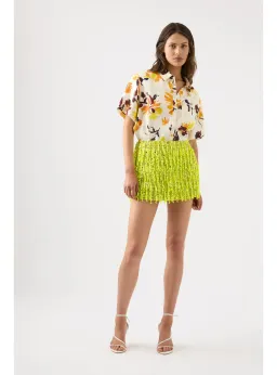 Aje Green Garni Sequin Micro Mini Skirt Green Sequin Size AU 14 for rent on The Volte - image 1