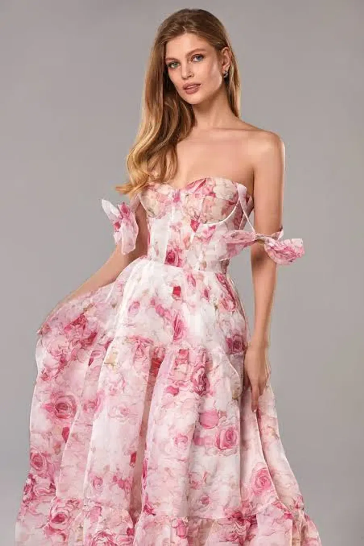 Milla Pink Peony Tenter Floral Maxi Tie-up Dress Floral Size 4 - Image 2