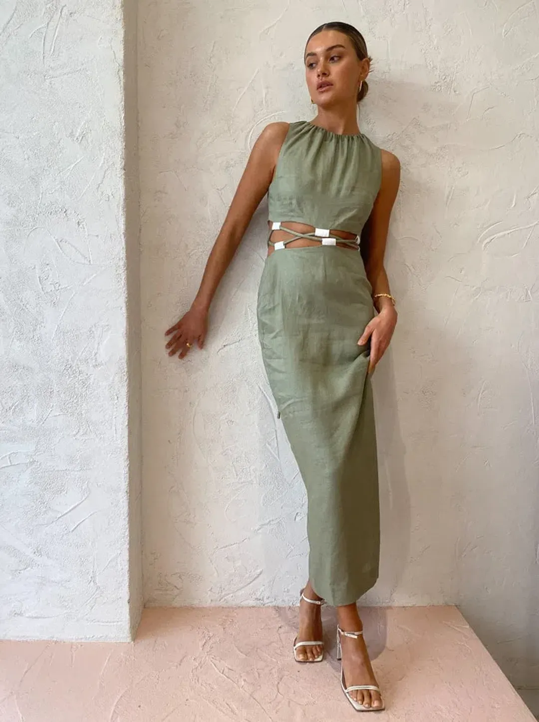 Sir the Label Mayra Deconstructed Maxi Dress In Sage Size 6 for rent on The Volte - main image
