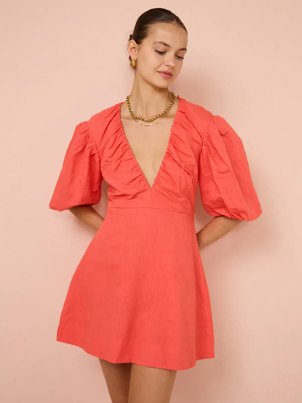 By Nicola Bolero Gathered Neckline Mini Dress In Raspberry Size 6 - Image 2
