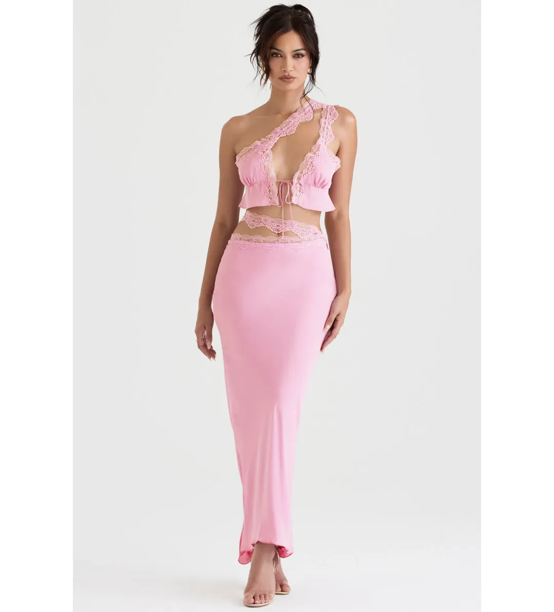 House of CB Lorena Cropped Top & Mathilda Maxi Skirt Set Pink Size XS / AU 6 for rent on The Volte - main image