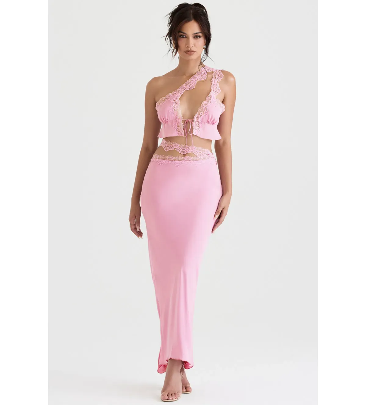 House of CB Lorena Cropped Top & Mathilda Maxi Skirt Set Pink Size XS / AU 6 - Image 1