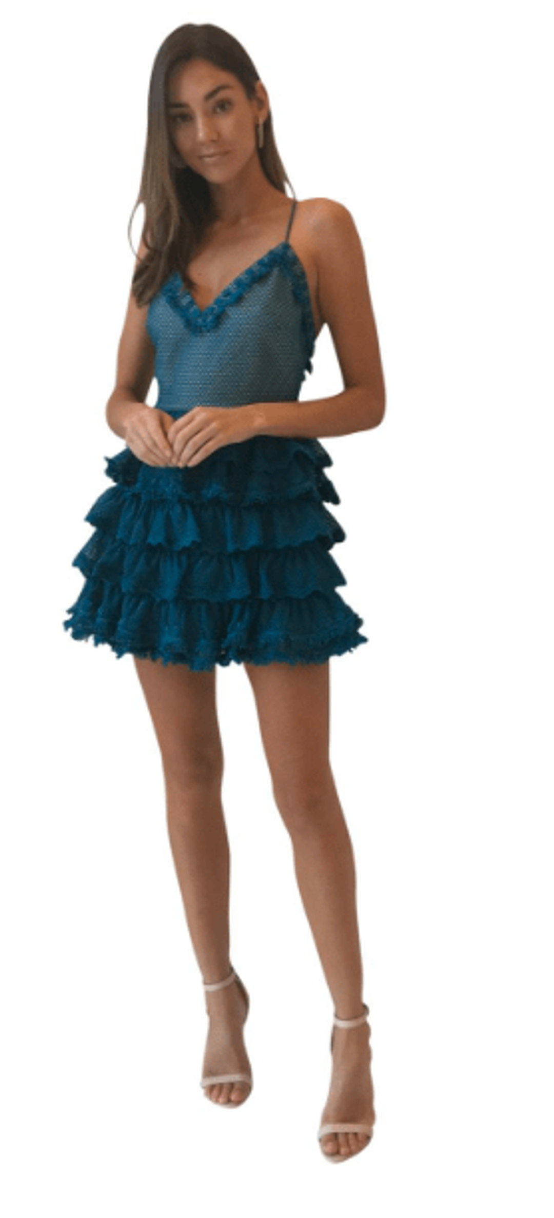By Nicola Silver Linings Dress in Teal for rent on The Volte - main image