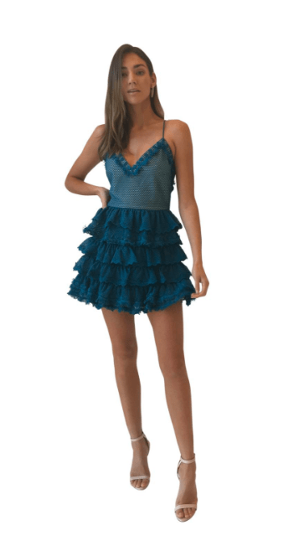 By Nicola Silver Linings Dress in Teal for rent on The Volte - main image