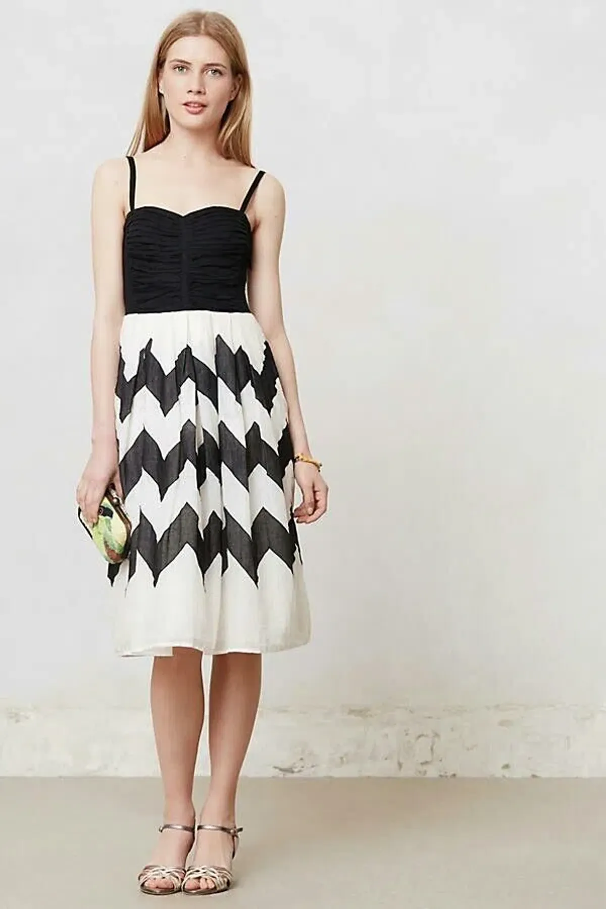 LeifNotes for Anthropologie Cherie Chevron Dress Black/White Size S / AU 8 for rent on The Volte - main image