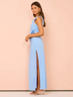 Issy Off Shoulder Flower Maxi Dress in Blue Size 10 for rent on The Volte - image 3