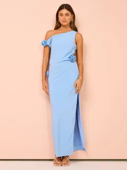 Issy Off Shoulder Flower Maxi Dress in Blue Size 10 for rent on The Volte - image 1