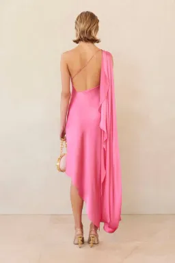 Cult Gaia Trysta One-Shoulder Asymmetric Dress Rosado Pink Size XS /AU 6 for rent on The Volte - image 3