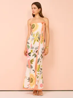 By Nicola Claudia Strapless Wrap Maxi Dress In Potpourri/Melon Size 8 for rent on The Volte - image 2